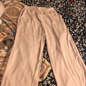 Beige polyester wide legged loose pants
